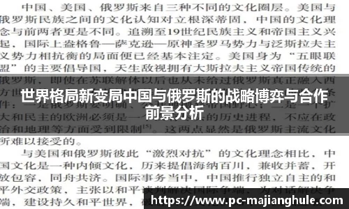 世界格局新变局中国与俄罗斯的战略博弈与合作前景分析
